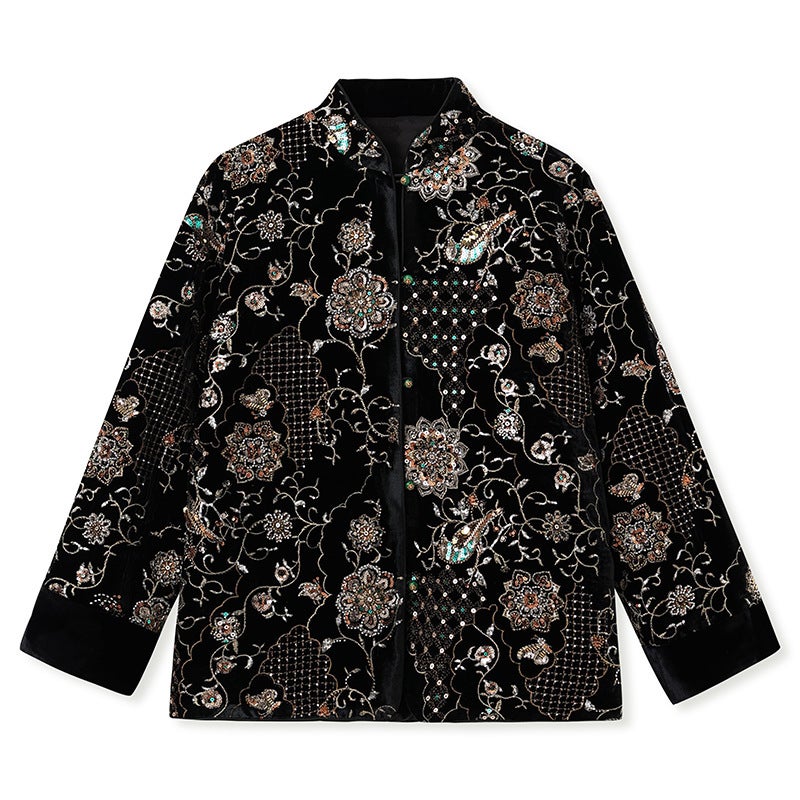 Yailla Versatile Modern Chinese Retro Style High-End Feel Trending This Year Luxurious and Elegant Heavy-Duty Embroidered Cotton-Padded Jacket/Coat for Women Niche Design Tang Coat Suit - Image 1